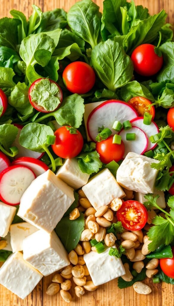 tofu salad with peanut dressing