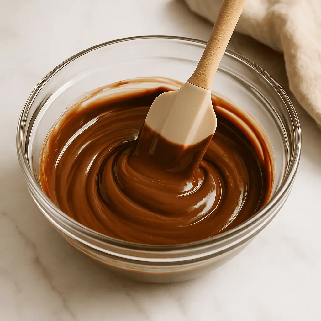 Melt the chocolate. Heat in a microwave-safe bowl in 30-second bursts, stirring in between, until smooth.