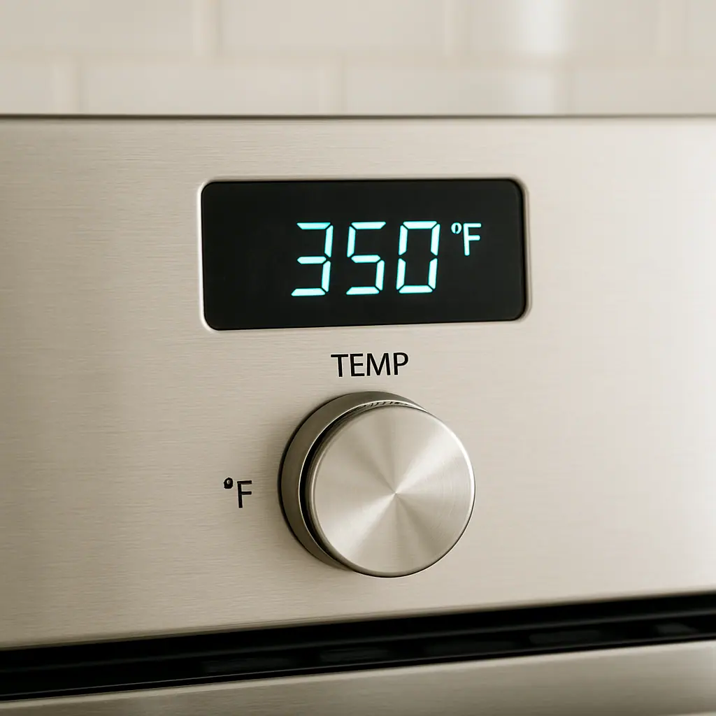 Oven preheating to 350°F for pretzel bites.