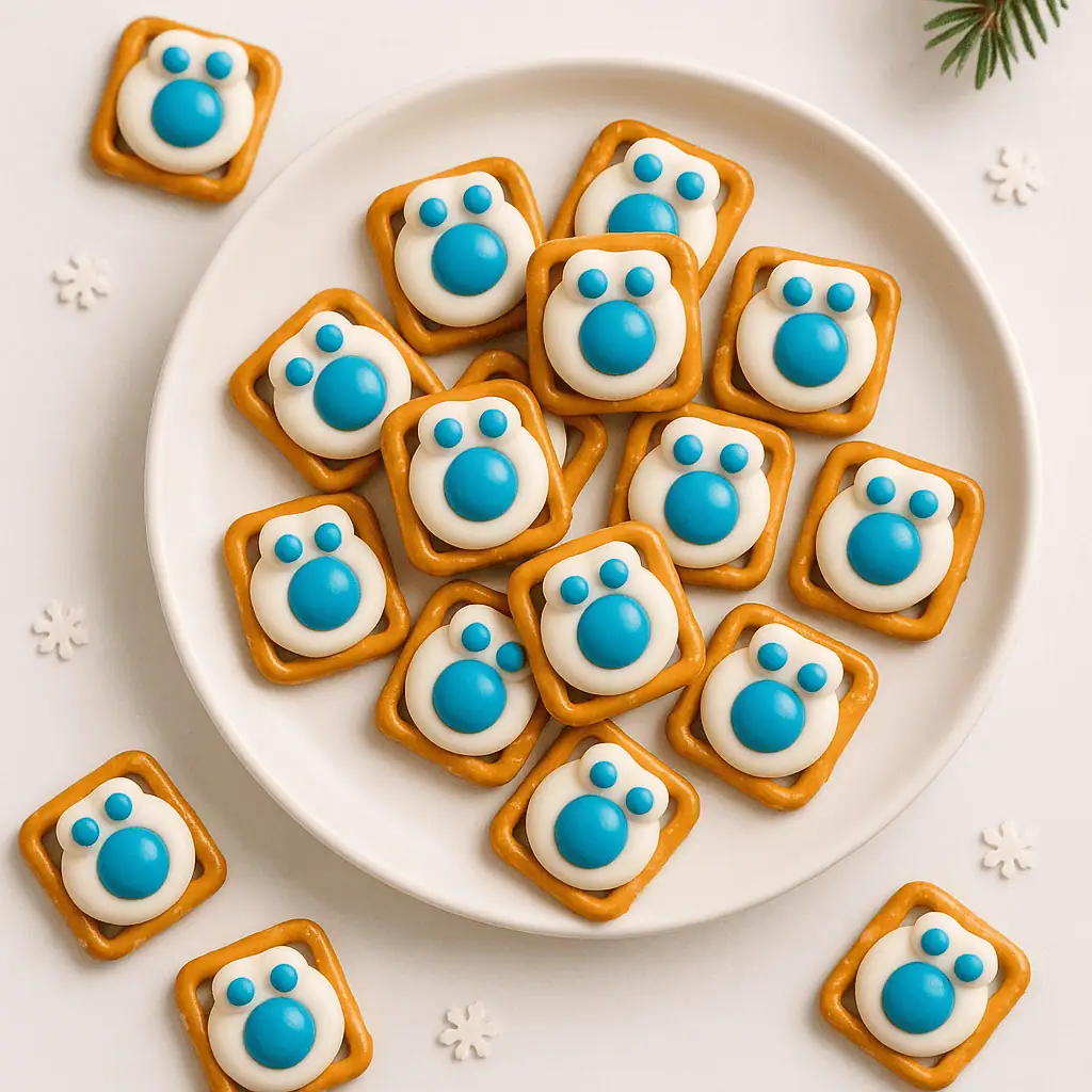 Winter Wonderland M&M Pretzel Bites