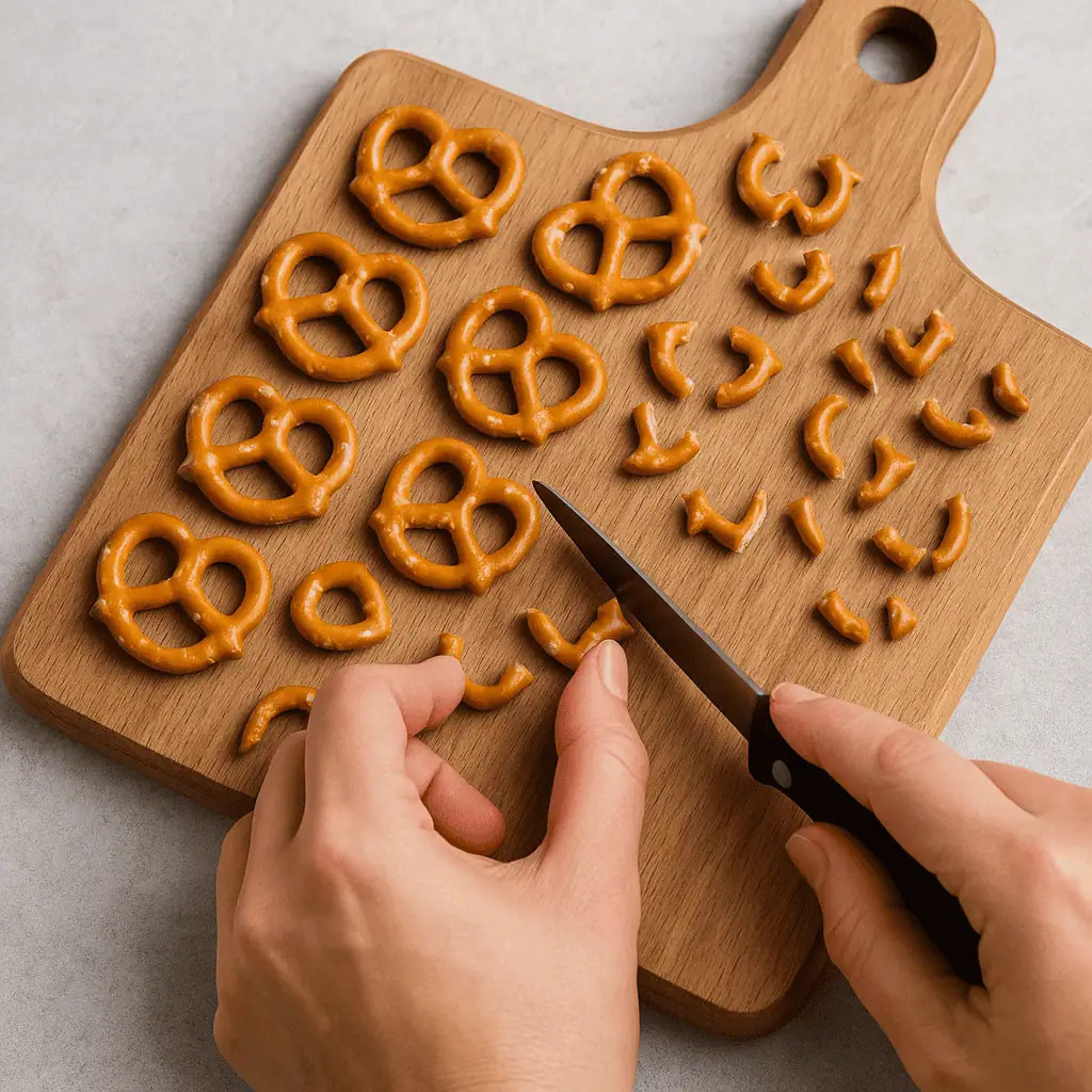 Pretzels cut in half with uneven edges to make antlers.