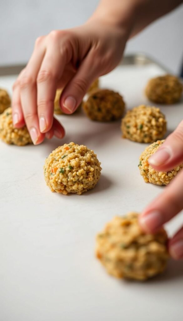 shaping quinoa bites