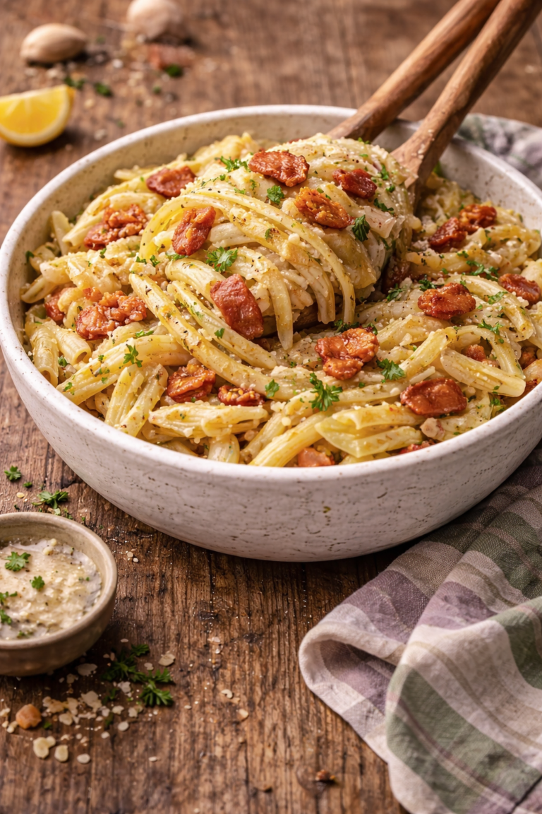 Cabbage and Bacon Pasta Toss